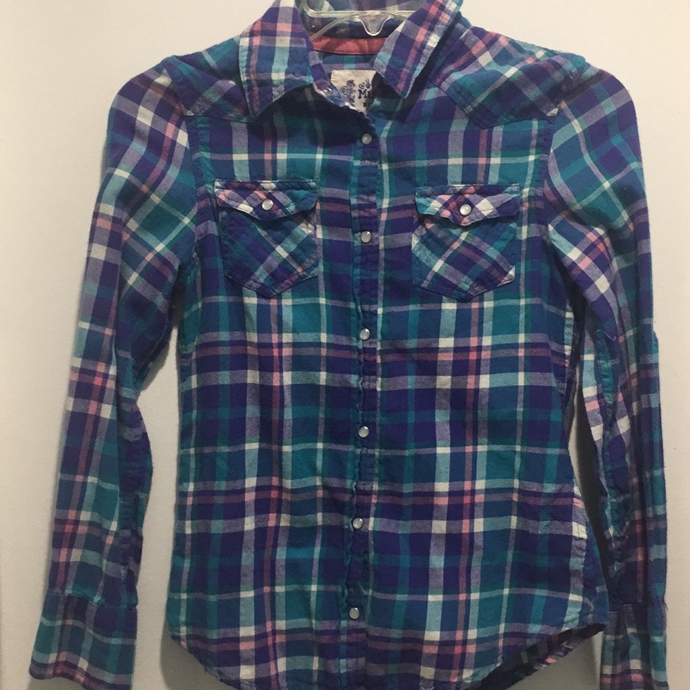 Girls blue and pink flannel